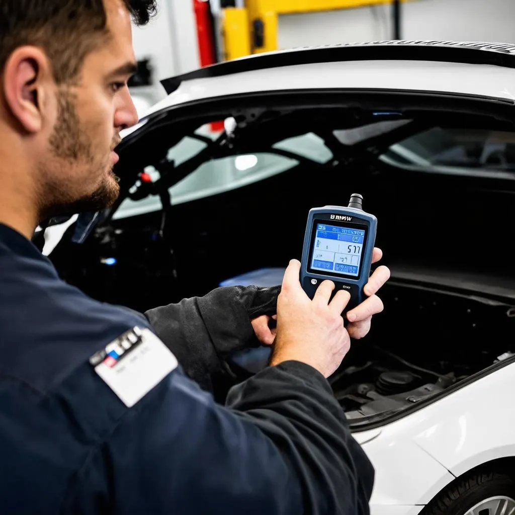 Mechanic using OBD Scanner