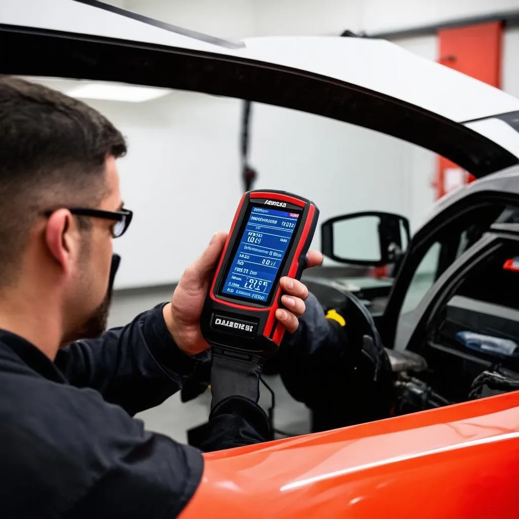 Mechanic Using OBD Scanner