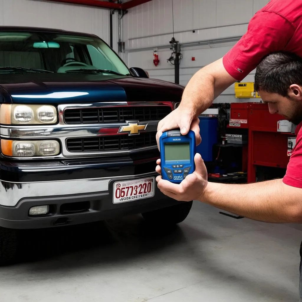 Mechanic using OBD Scanner