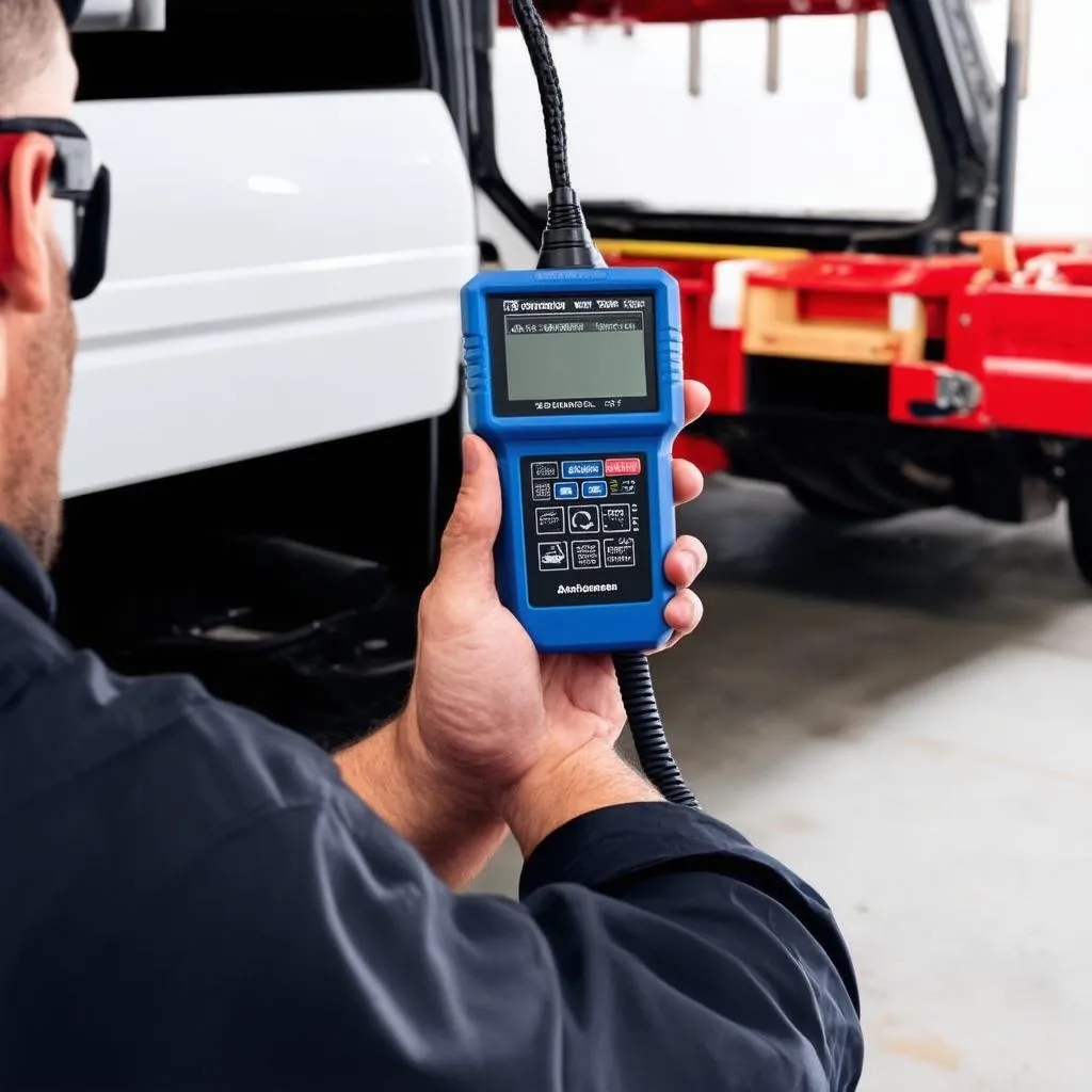 Mechanic Using OBD Scanner