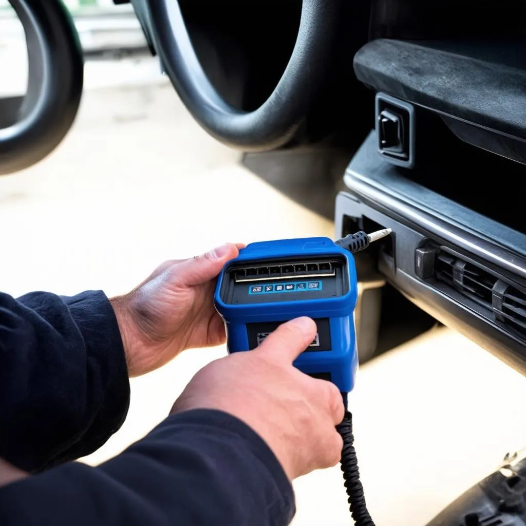 Mechanic Using OBD Scanner