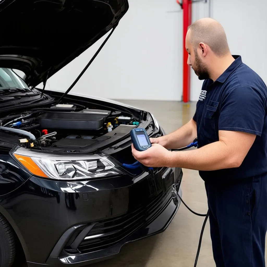 Mechanic Using an OBD Scanner