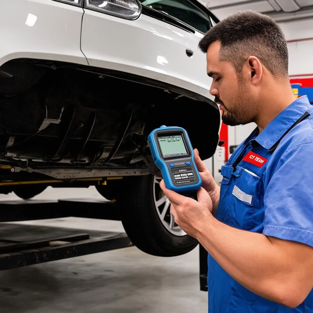 Mechanic Using OBD Scanner