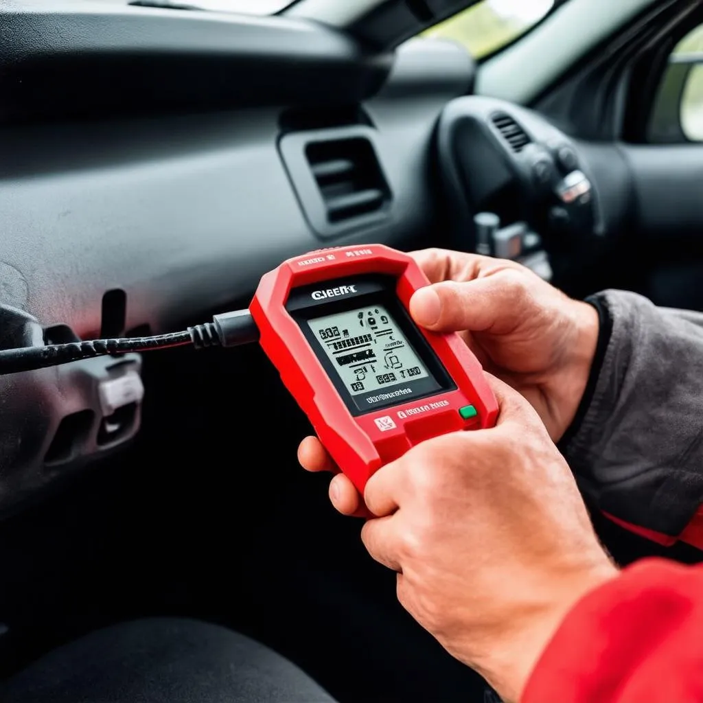 Mechanic Using OBD Scanner