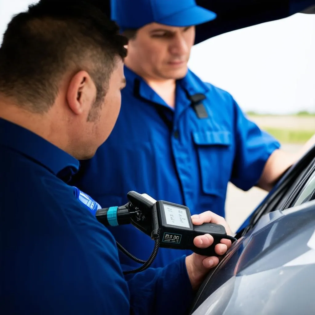 Mechanic Using OBD Scanner