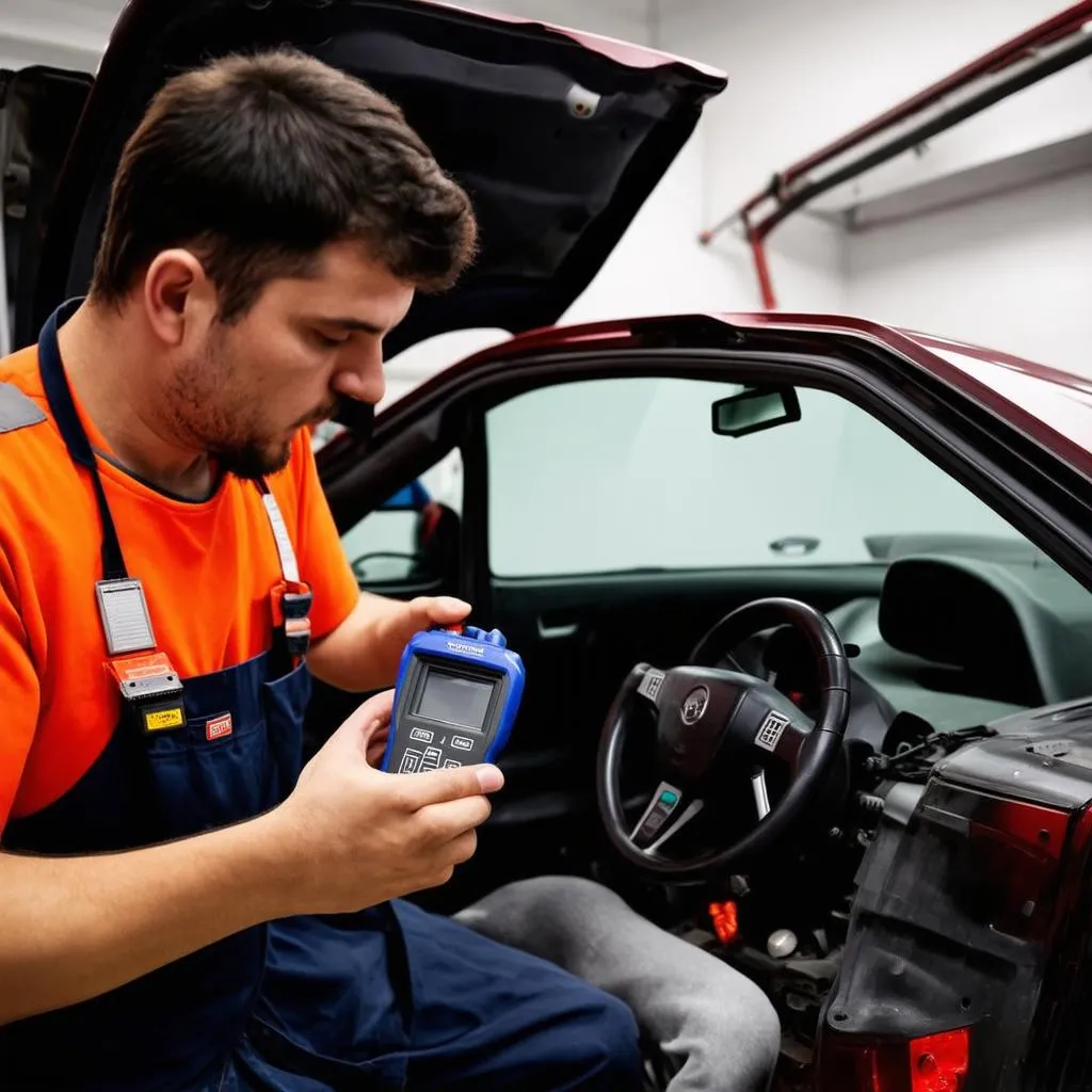 Mechanic using OBD Scanner