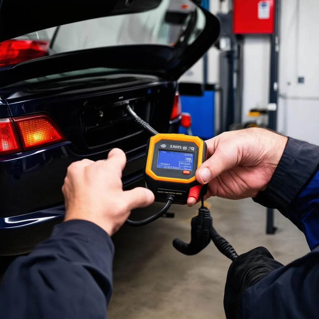 Mechanic Using OBD Scanner