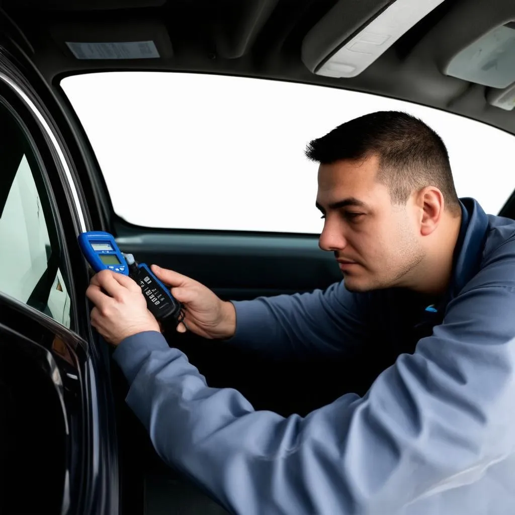 Mechanic Diagnosing Car