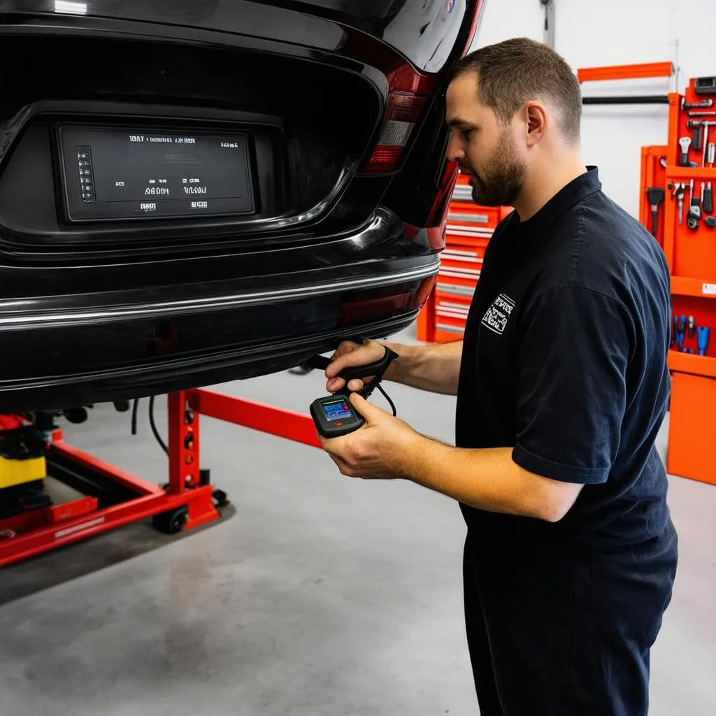 Mechanic Using OBD Scanner