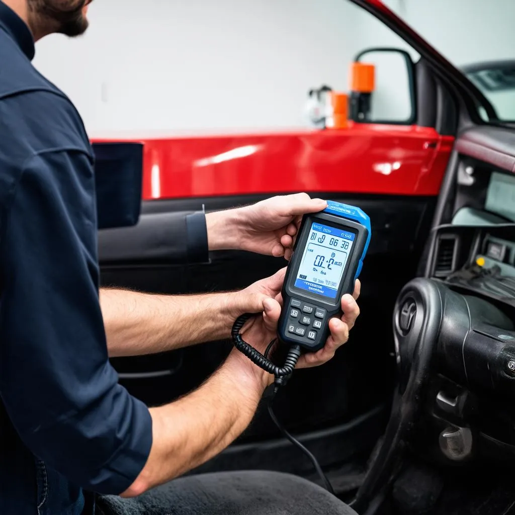 Mechanic using OBD Scanner