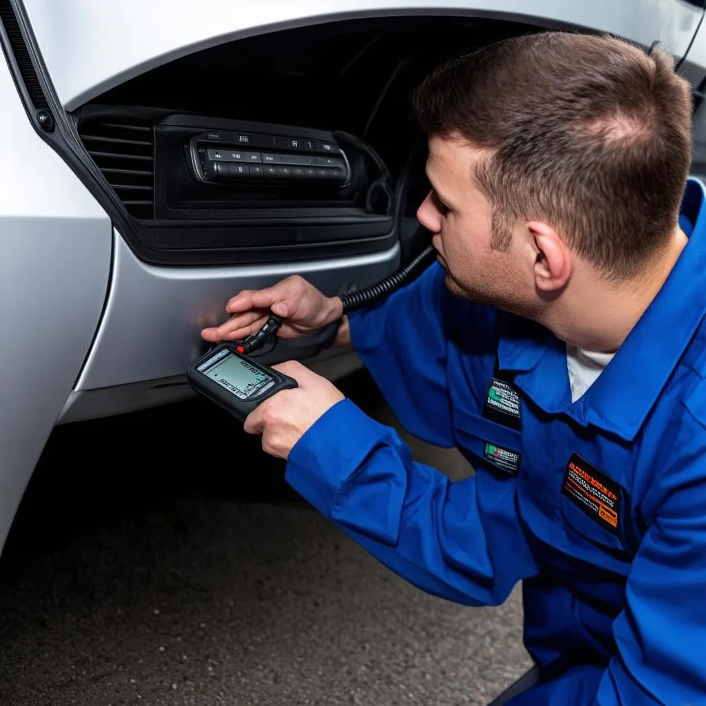 Mechanic Using OBD Scanner