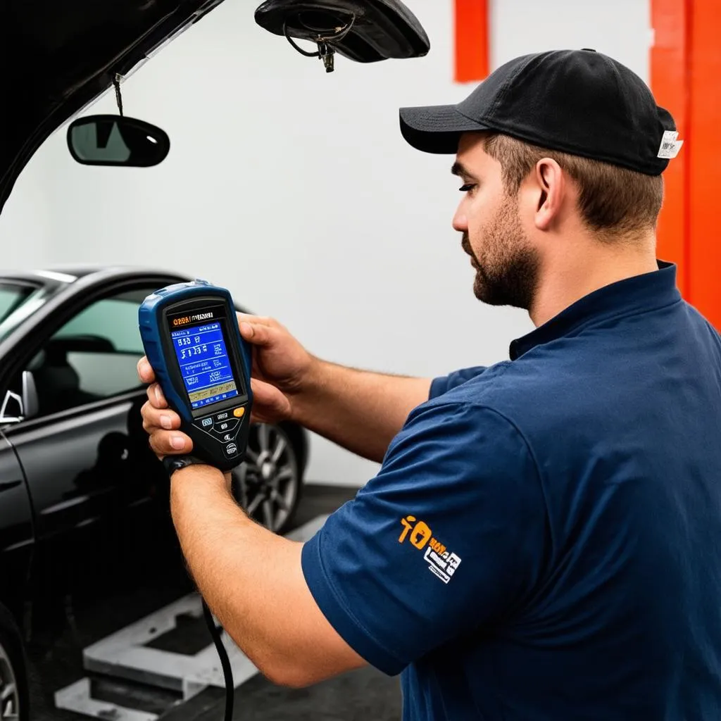 Mechanic using OBD Scanner