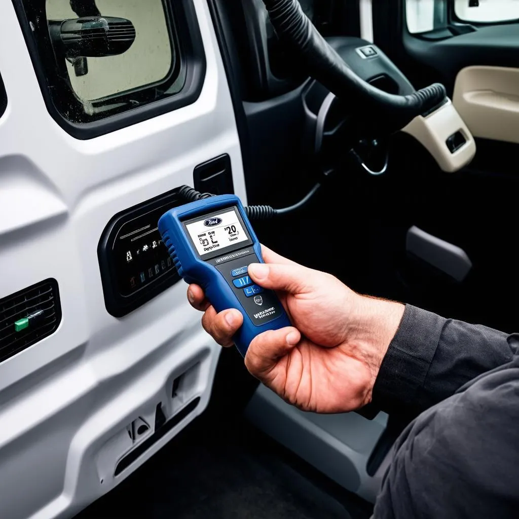 Mechanic using OBD Scanner