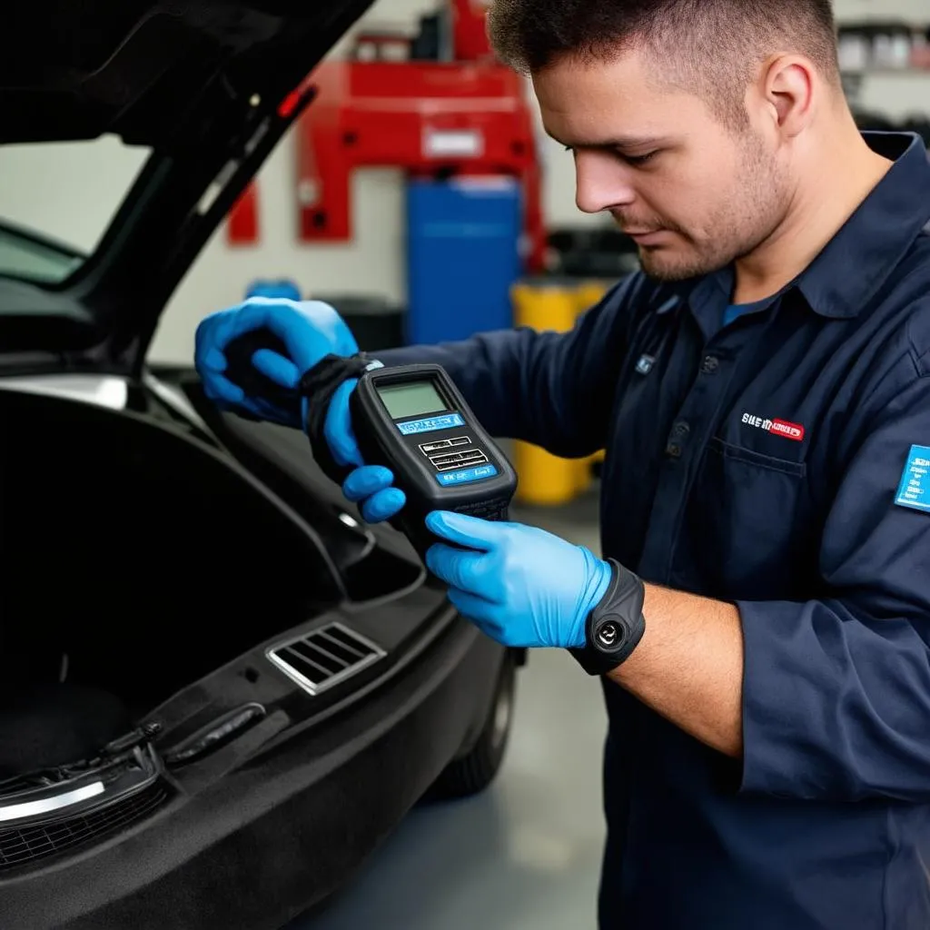 Mechanic Using OBD Scanner