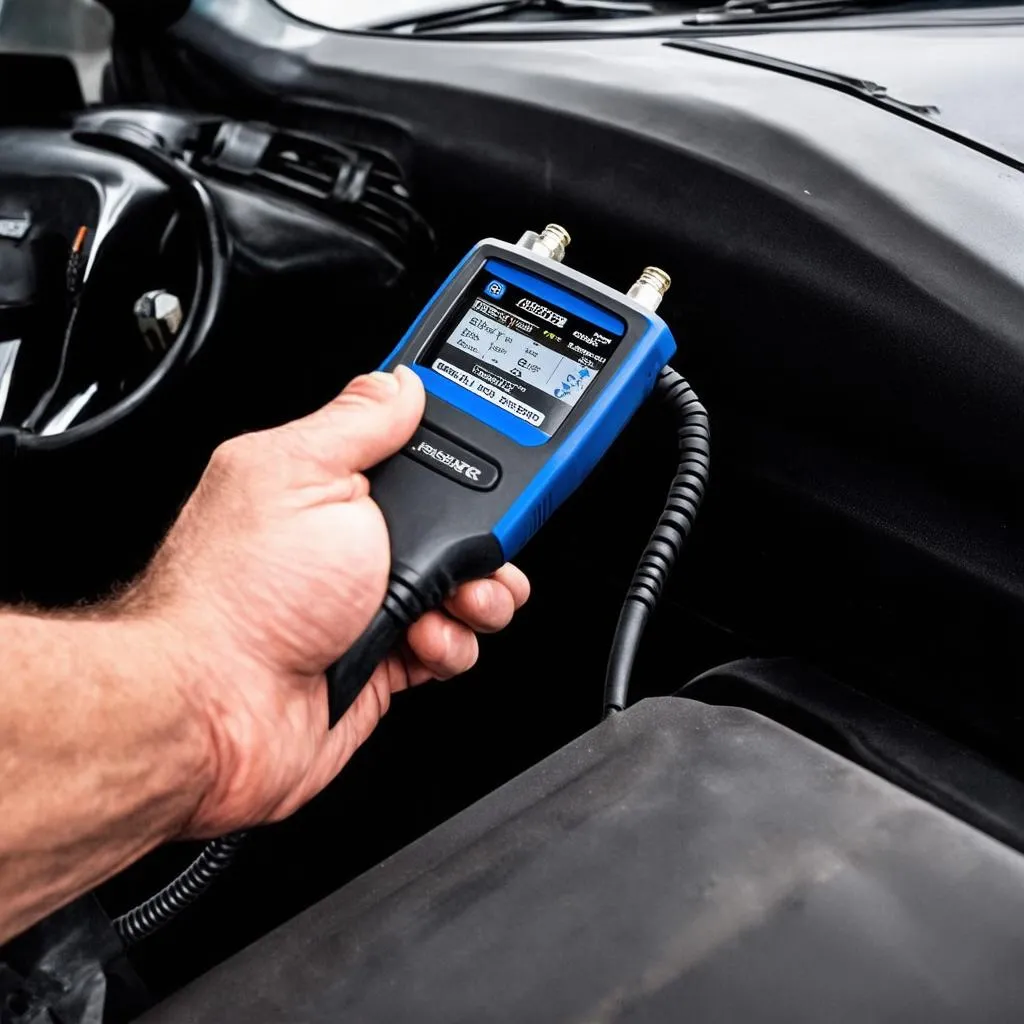 Mechanic Using OBD Scanner