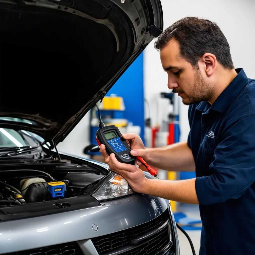 Mechanic Using OBD Scanner