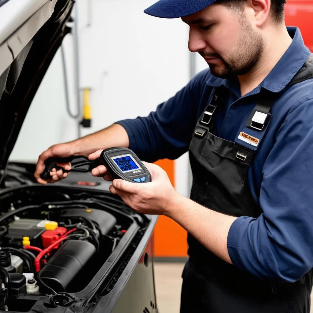 Mechanic Using OBD Scanner