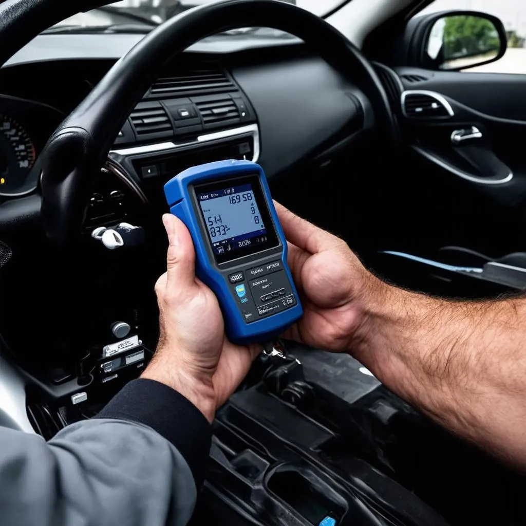 Mechanic Using OBD Scanner