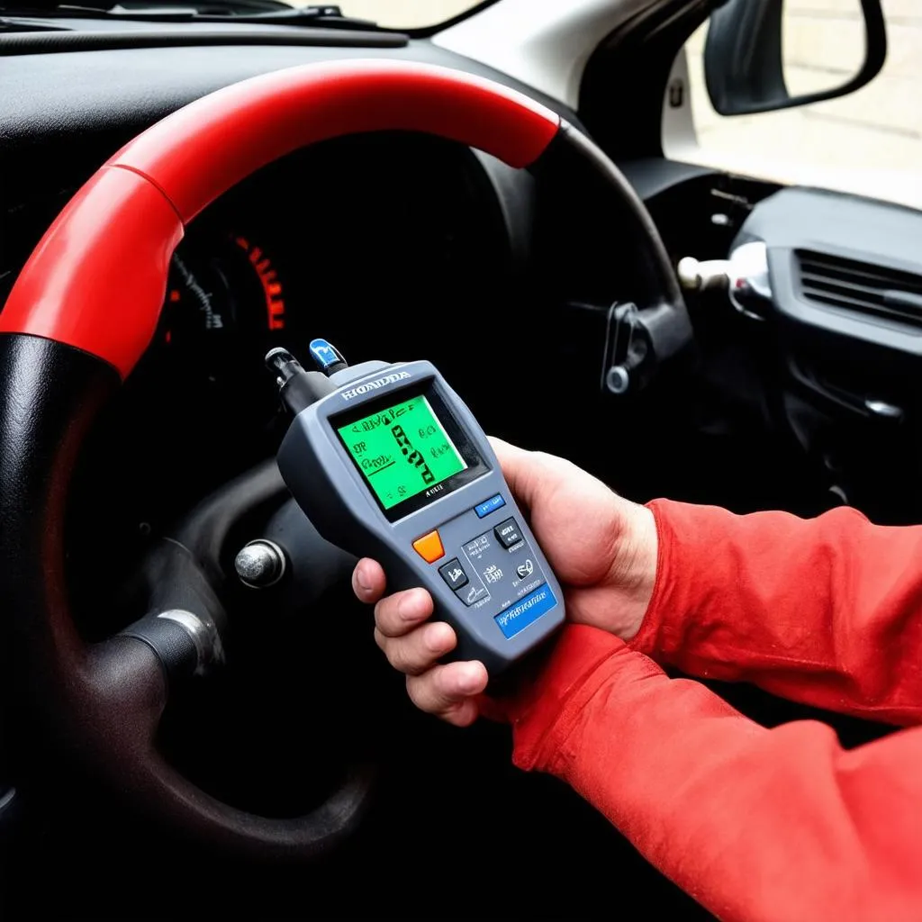 Mechanic Using OBD Scanner