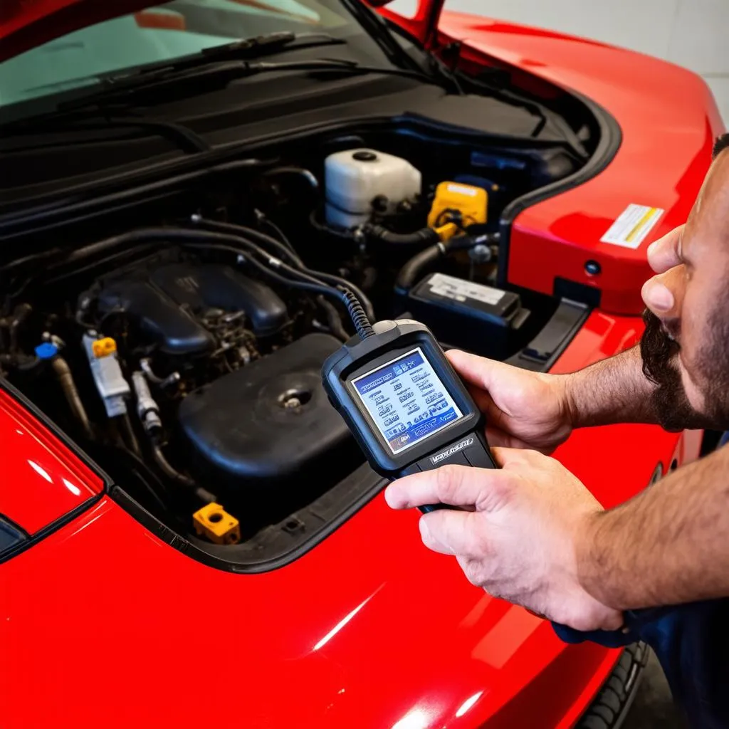 Mechanic Using OBD Scanner