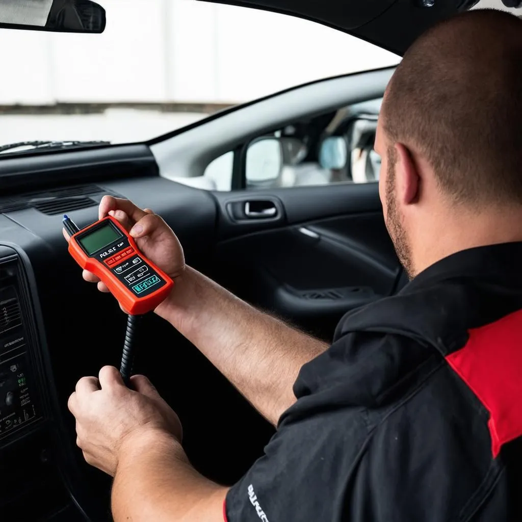 Mechanic Using OBD Tool