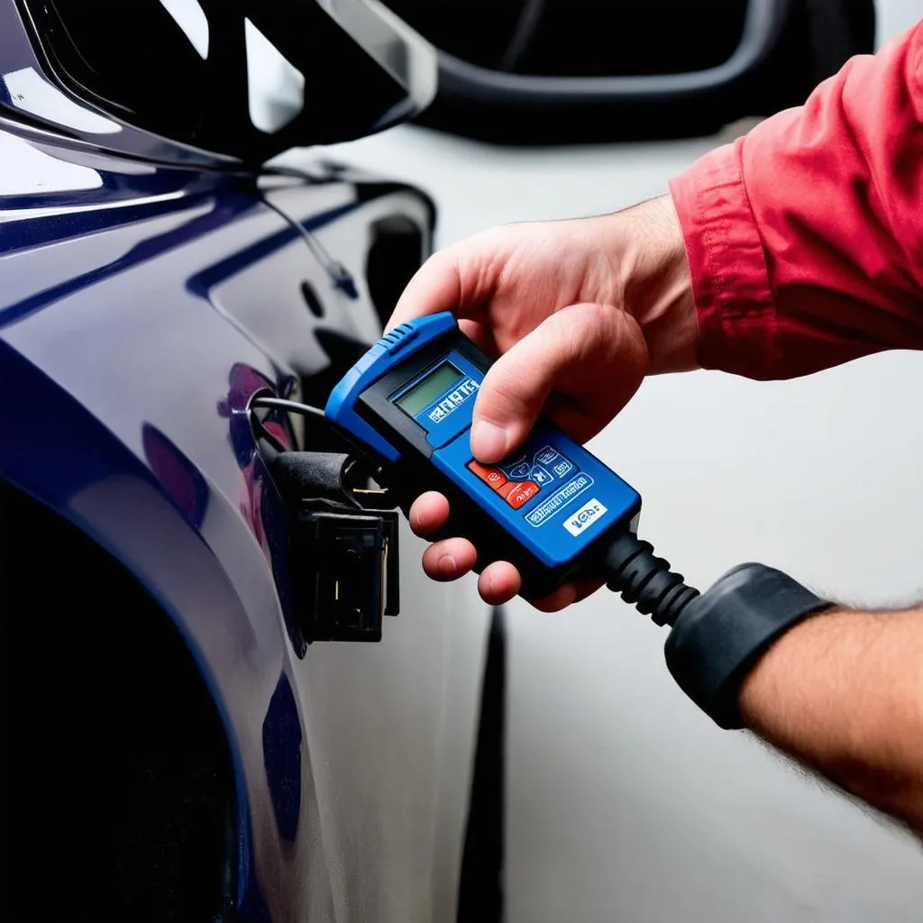 Mechanic Using OBD2 Scanner