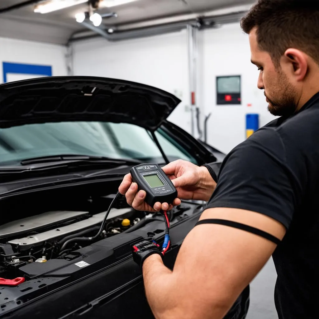 Mechanic Using OBD2 Scanner on Lexus