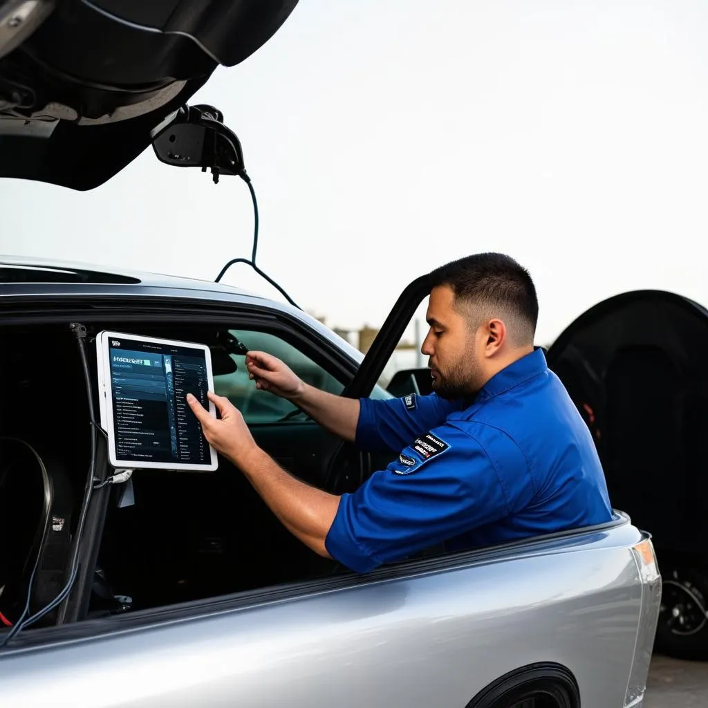 Mechanic Using a Cobra Mini Scanner