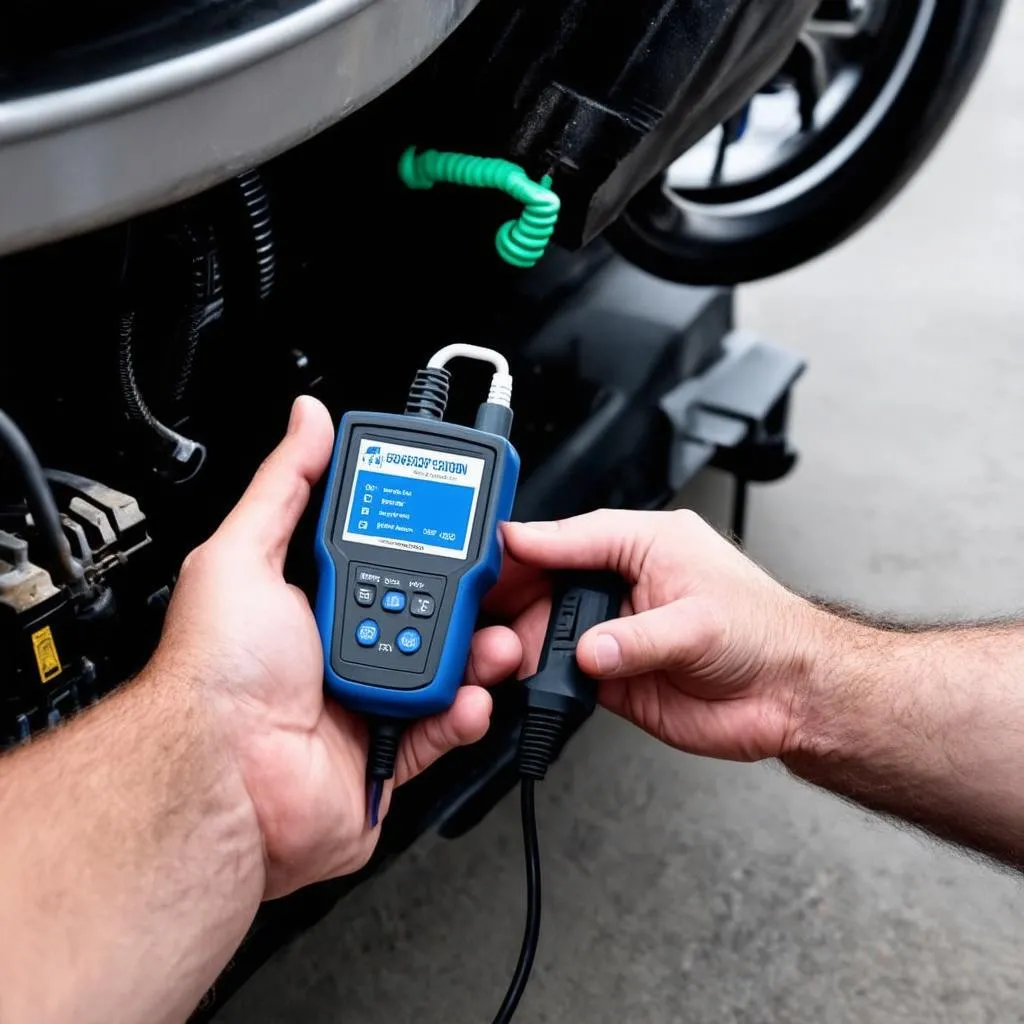 Mechanic Using OBD2 Scanner