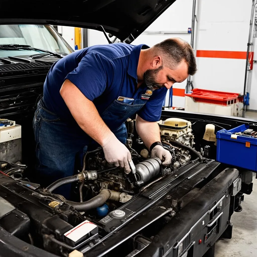 Mechanic Working on Silverado