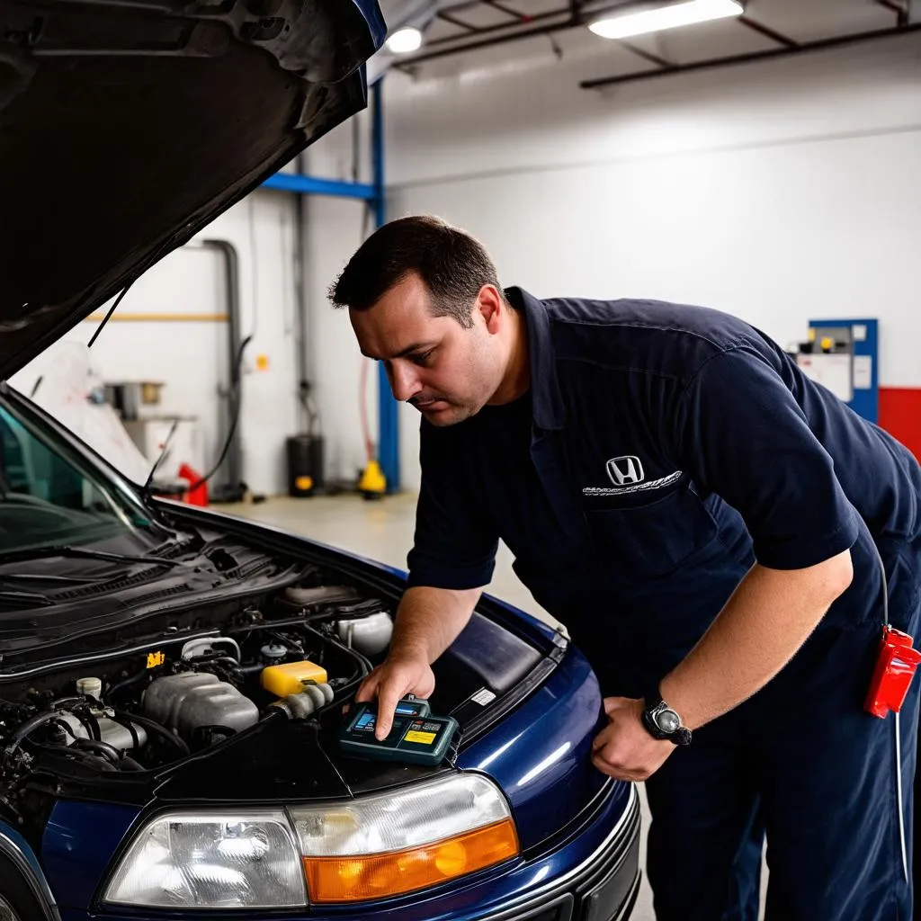 Mechanic Diagnosing a 1998 Honda Accord