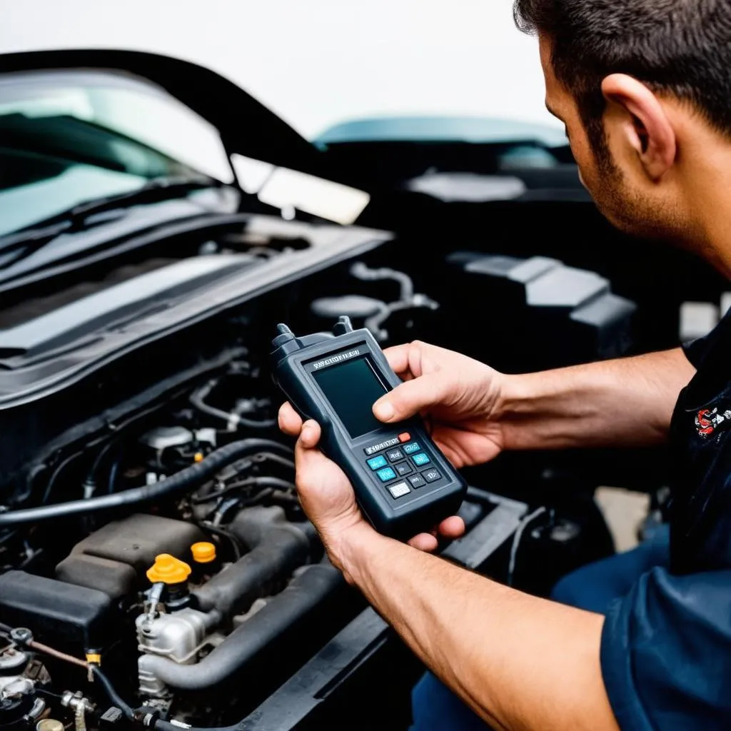 Mechanic Working on Car