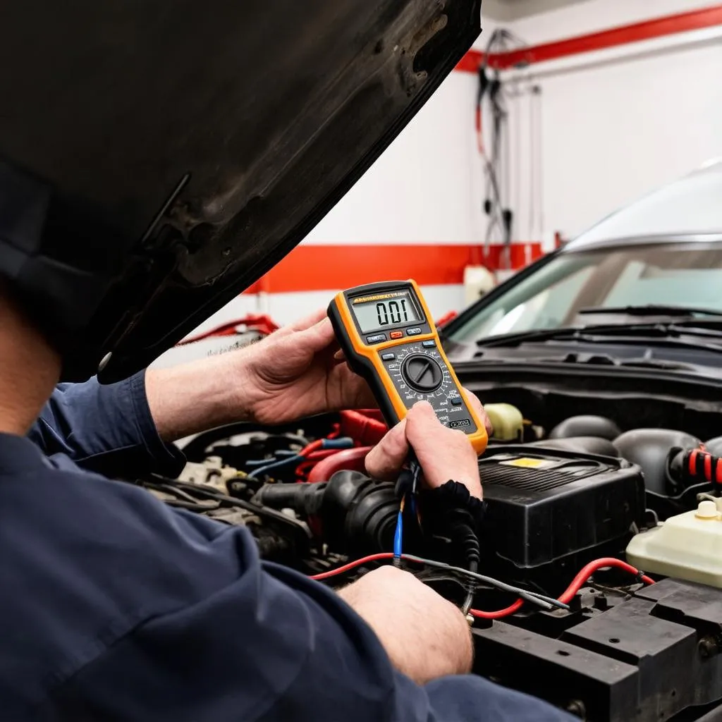 Mechanic working on car