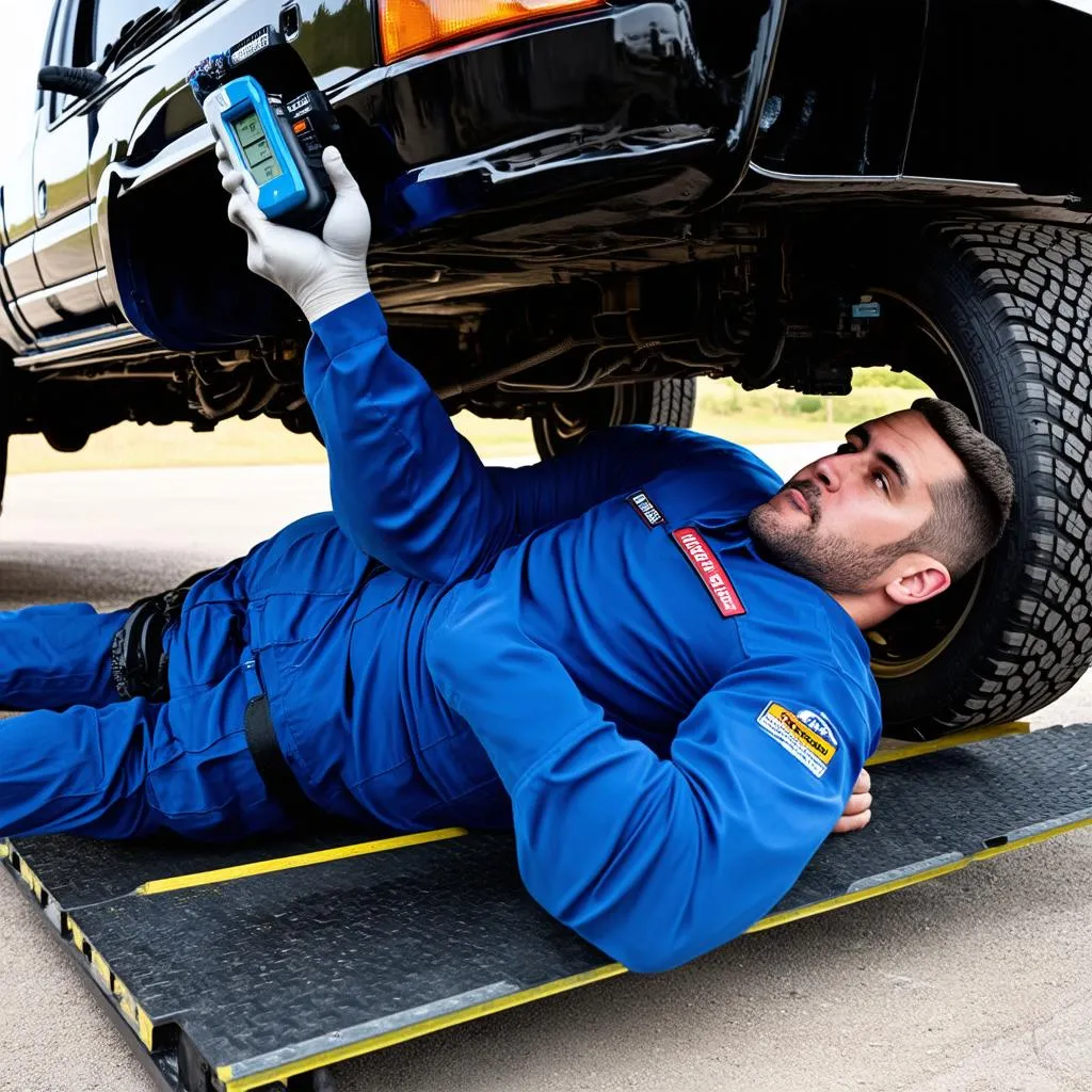 Mechanic Working on Car