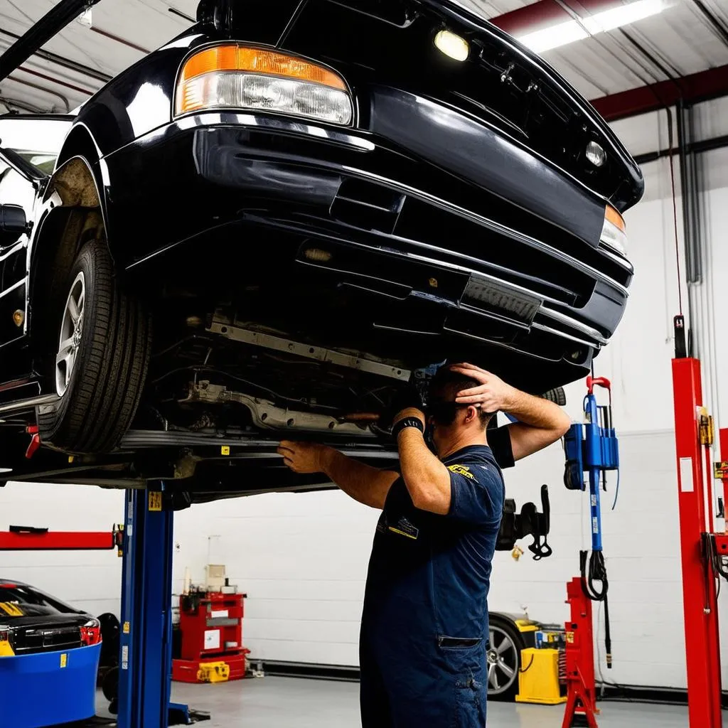 Mechanic Working On Car