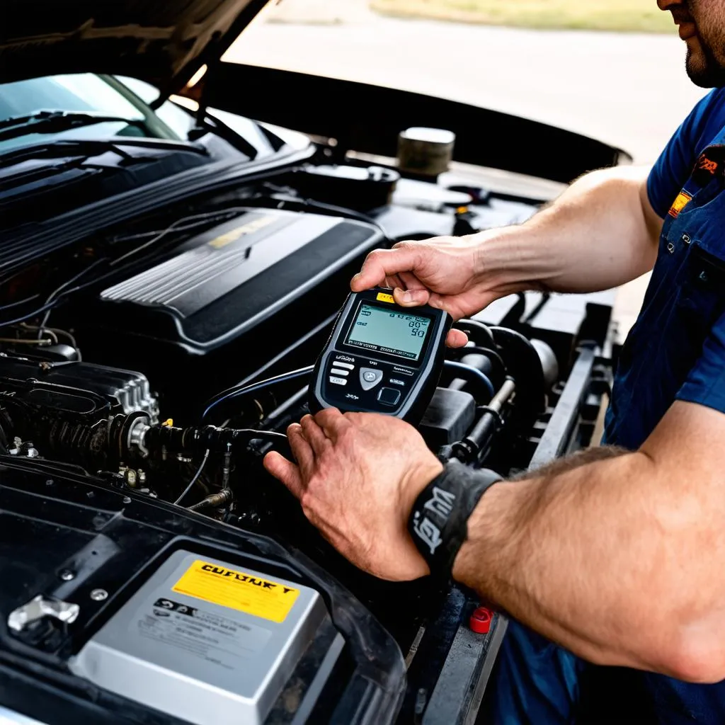 Mechanic Working on Car