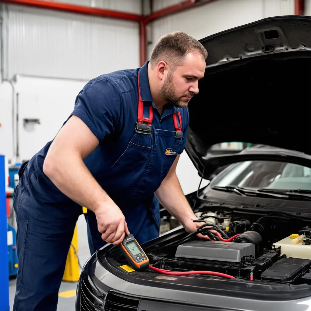 Mechanic Working on Car