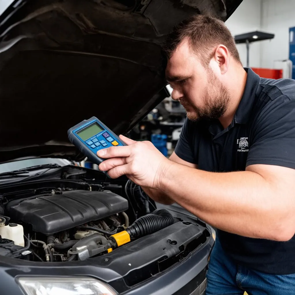 Mechanic Diagnosing a Car Problem