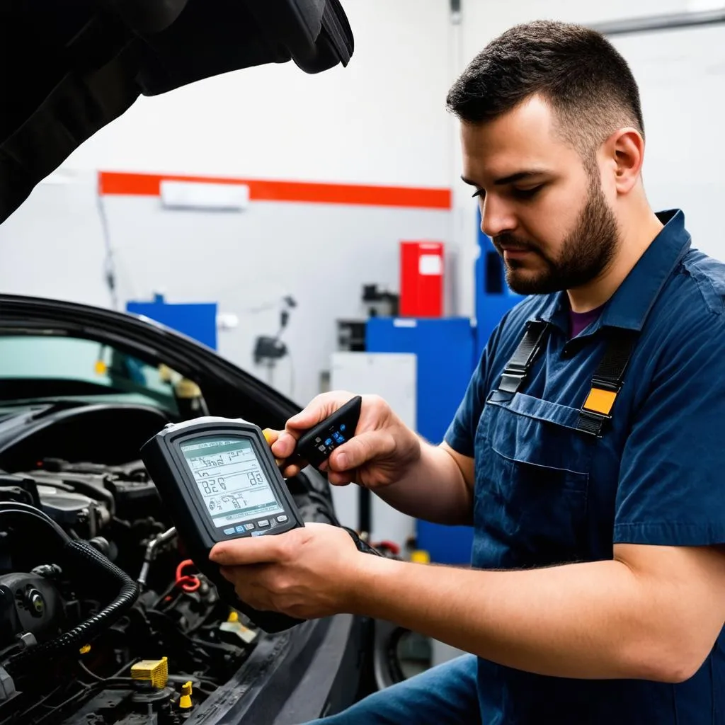 Mechanic Using Diagnostic Tool