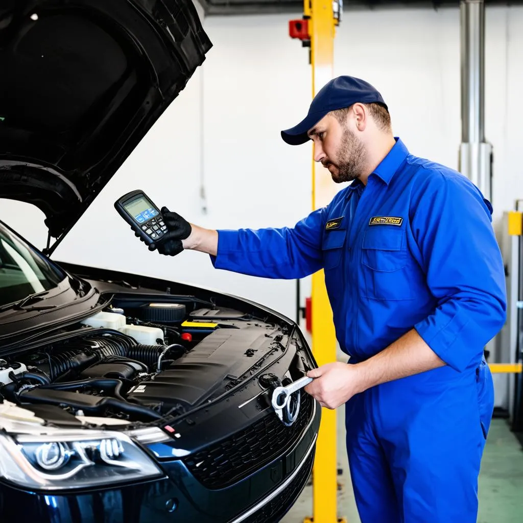 Mechanic Working on Car