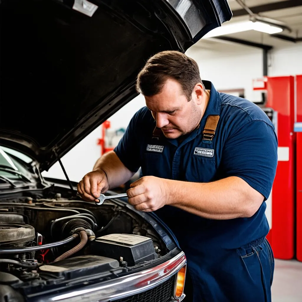 Mechanic Working on a Classic Car