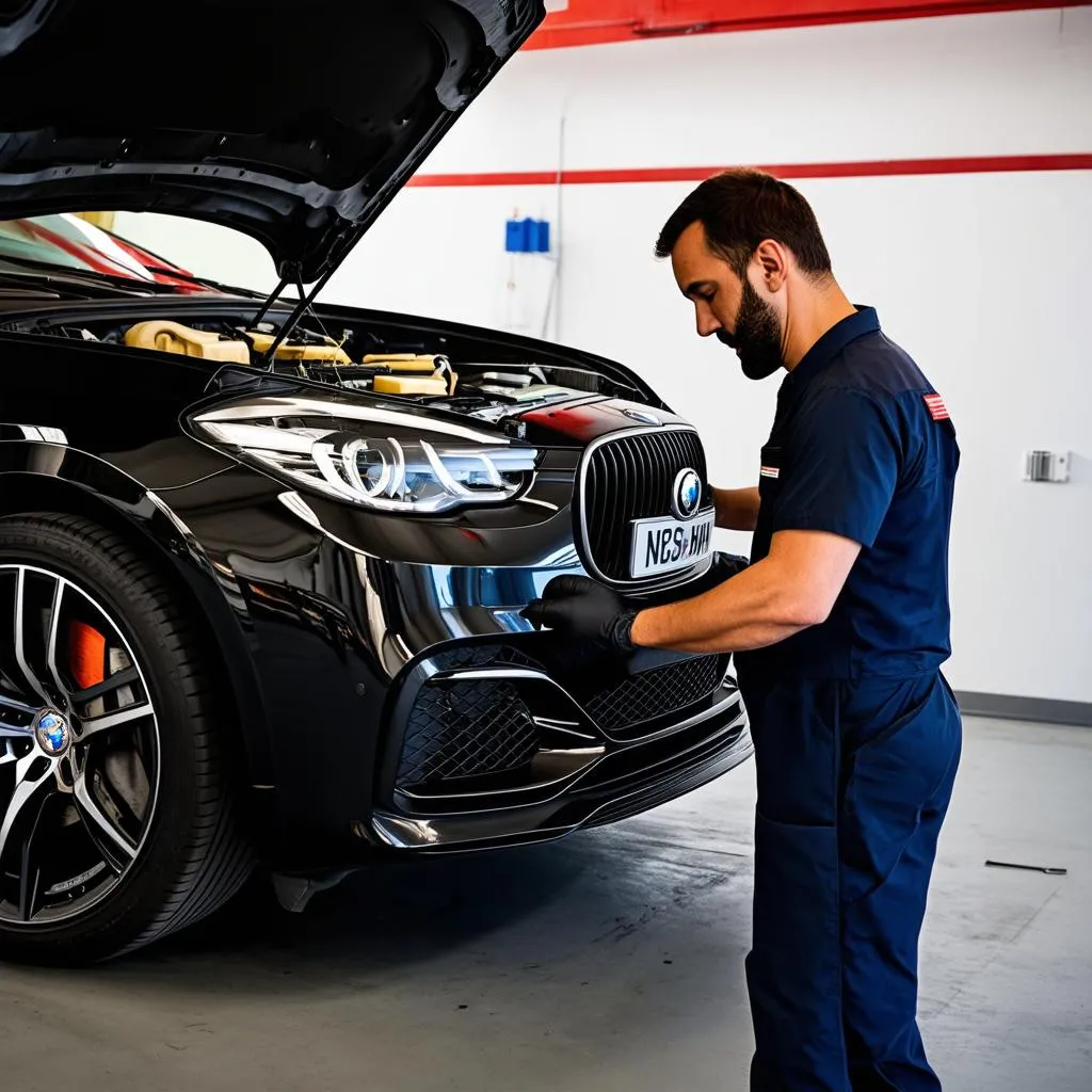 Mechanic Working on European Car