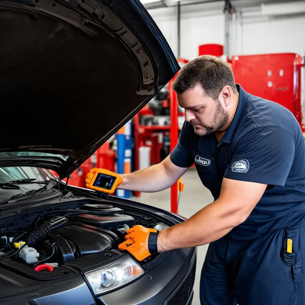 Mechanic Working on Jeep Liberty