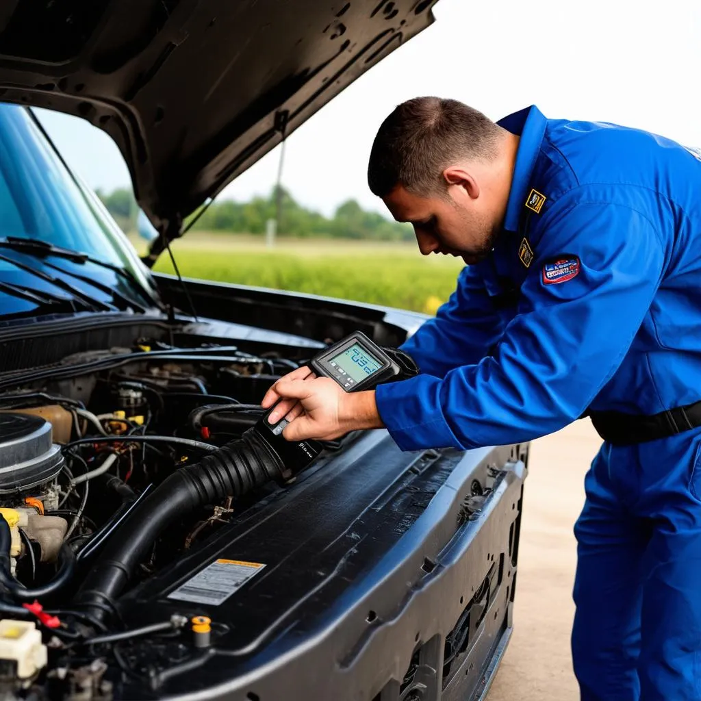 Mechanic Checking Sensor