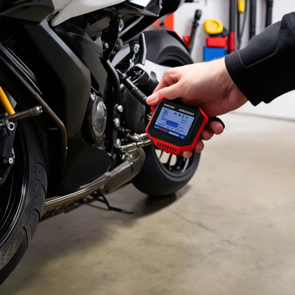 Motorcycle OBD Scanner in Action