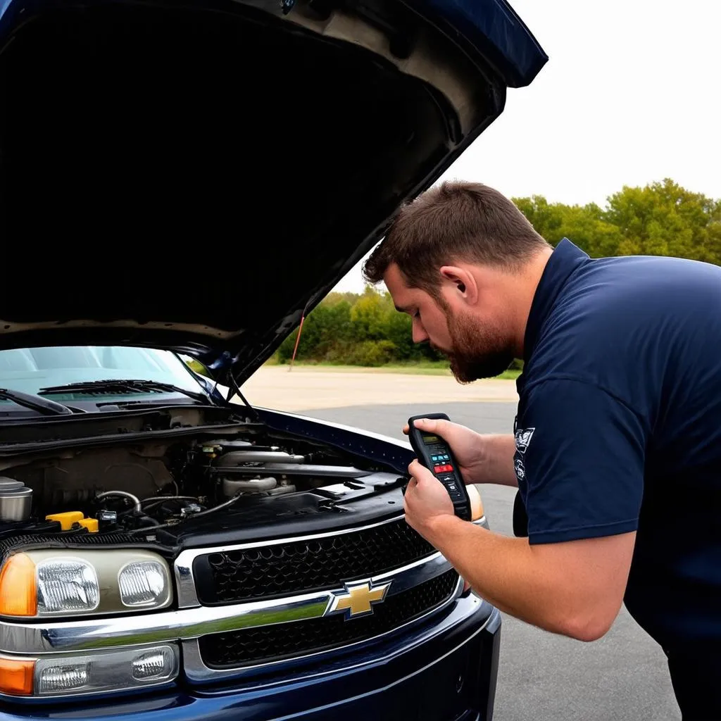 Mechanic Using OBD-II Scanner