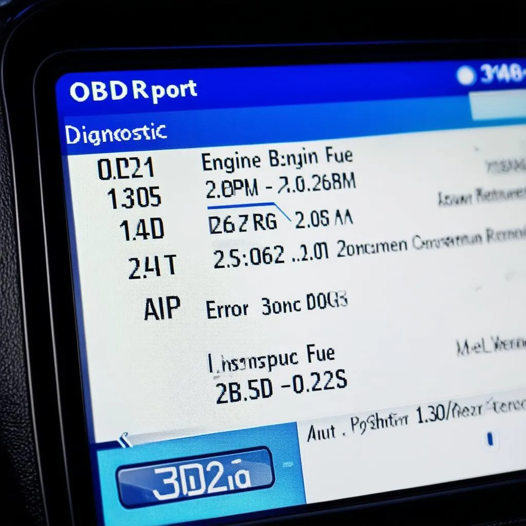 OBD Port Reader Screen Displaying Data