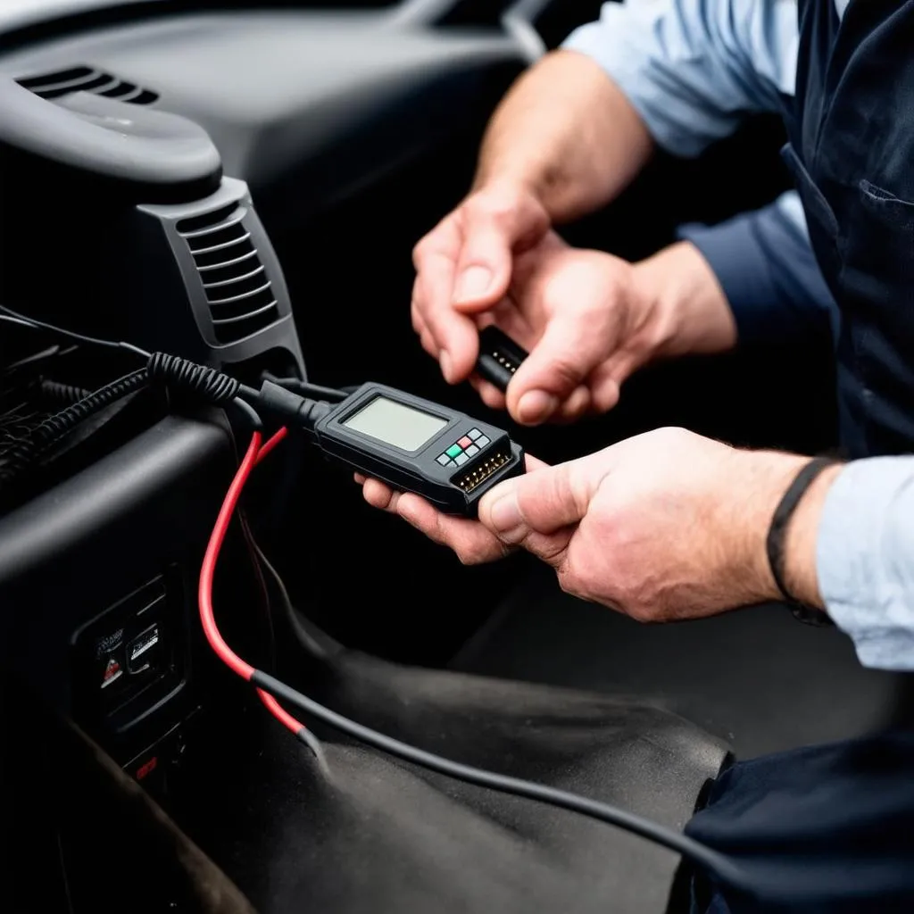 Mechanic Using OBD Scanner