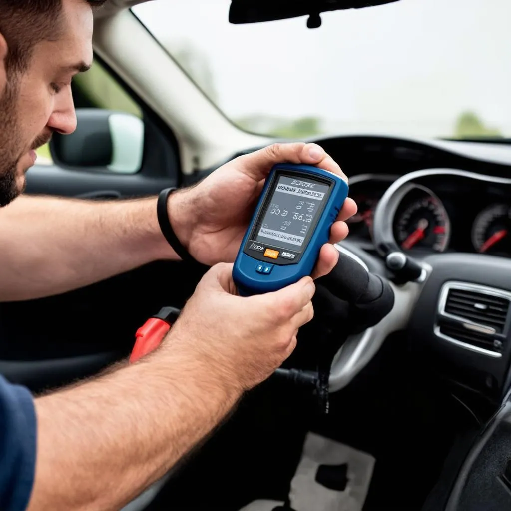 Mechanic Using OBD Scanner