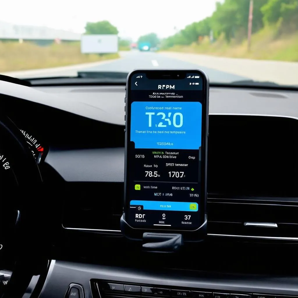 Smartphone displaying OBD scanner app